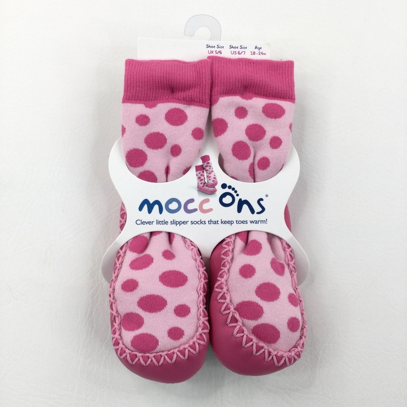 **NEW** Mocc Ons Spotty Pink Slipper Socks - Girls 12-18 Months