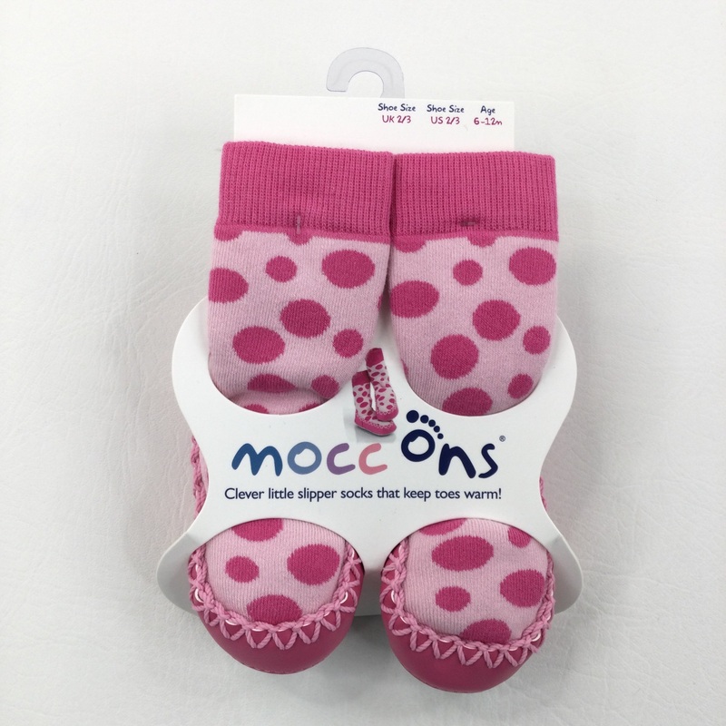 **NEW** Mocc Ons Spotty Pink Slipper Socks - Girls 6-12 Months