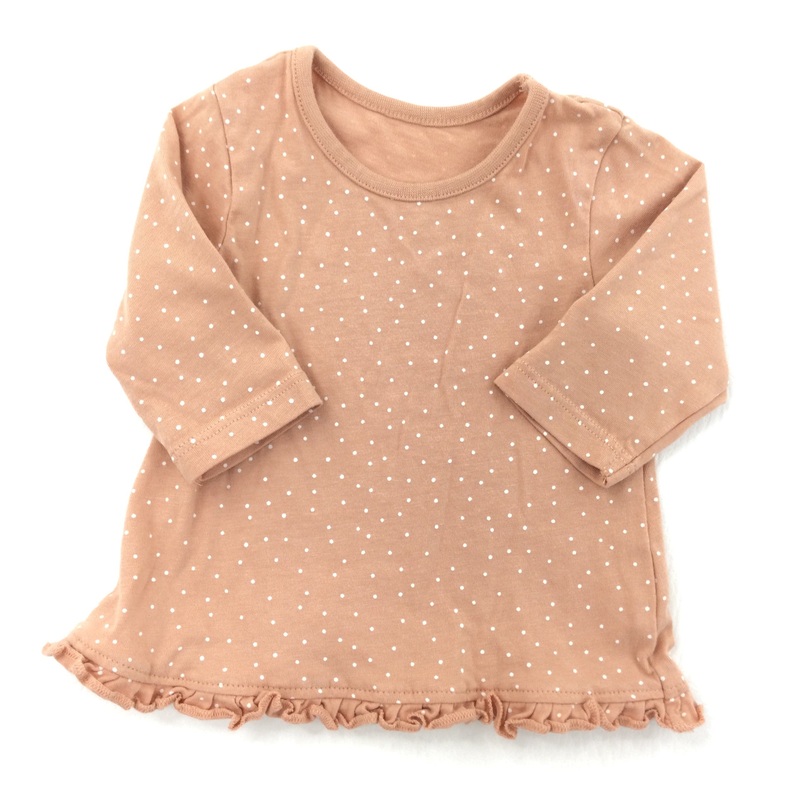 Spotty Peach & White Long Sleeve Top - Girls Newborn