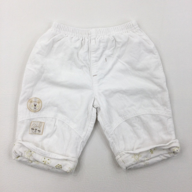 Teddy & Bunny White Cords - Girls/Boys 0-3 Months