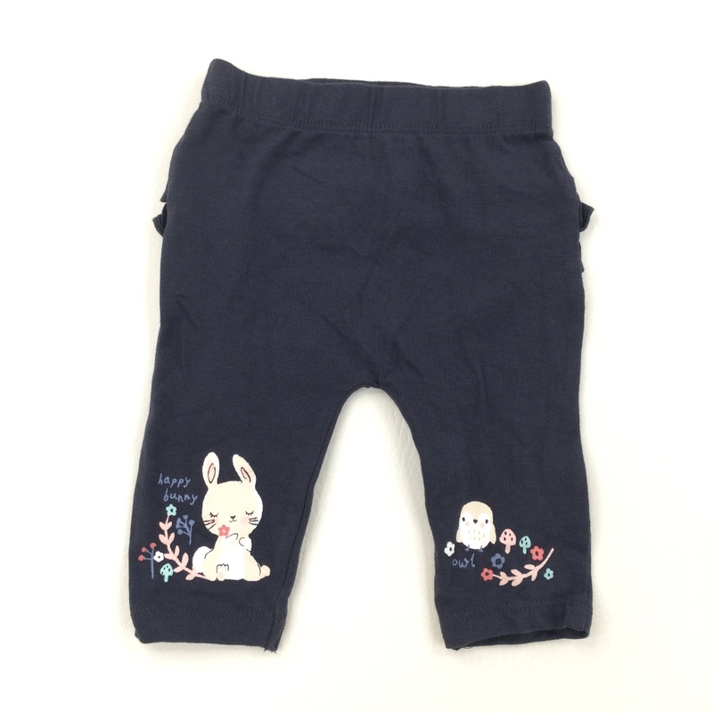 Bunny & Owl Dark Grey Leggings with Frill on Bottom - Girls 0-3 Months