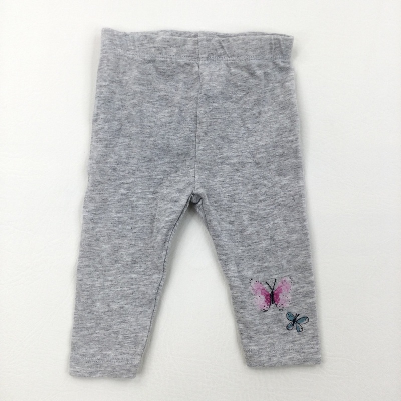 Butterflies Grey Leggings - Girls 0-3 Months