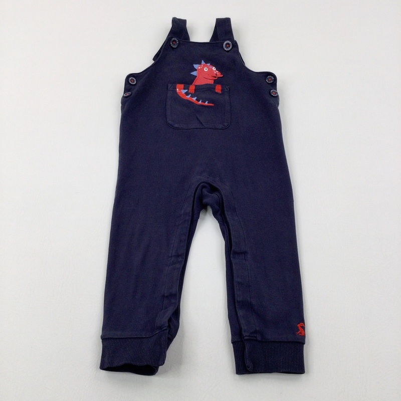Dragon Appliqued Navy Dungarees - Boys 12-18 Months