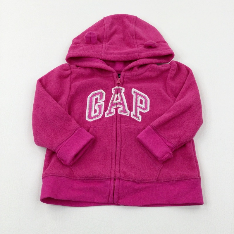 'GAP' Pink Fleece Zip Through Hoodie - Girls 12-18 Months