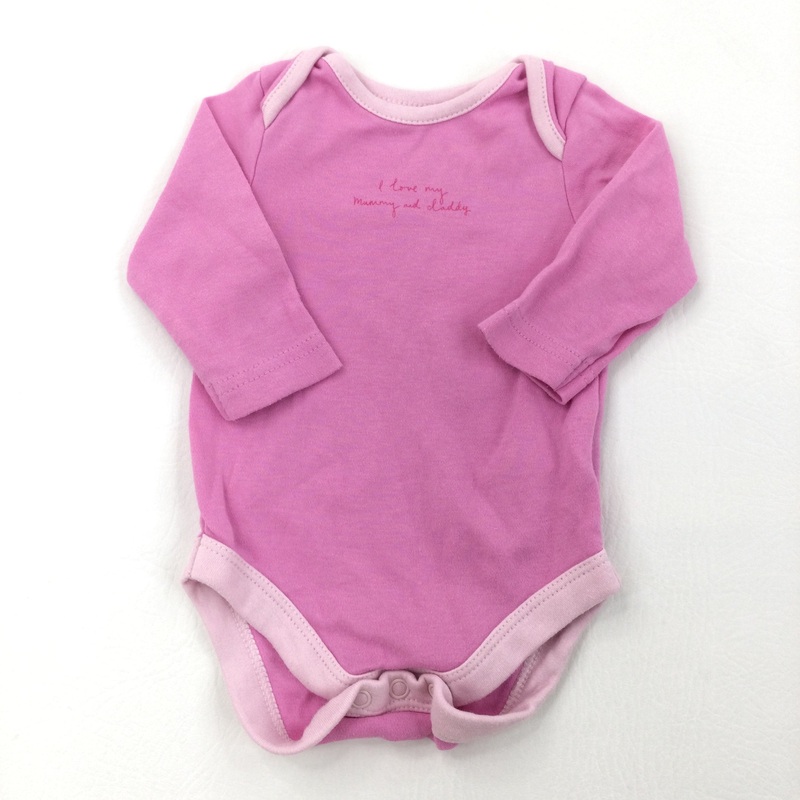 'I Love My Mummy & Daddy' Pink Long Sleeve Bodysuit - Girls Newborn