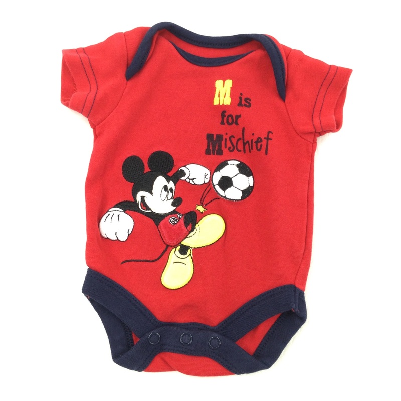 'M Is For Mischief' Red Short Sleeve Bodysuit - Boys Early Baby