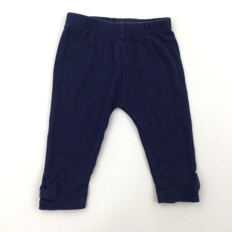 Navy Leggings with Bows at Ankles - Girls 3-6 Months