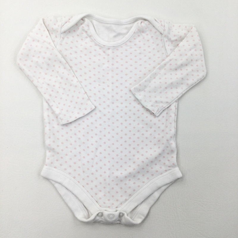 Spotty Pink & White Long Sleeve Bodysuit - Boys 9-12 Months