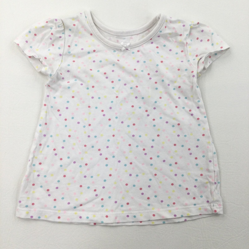 Spotty White T-Shirt - Girls 9-12 Months