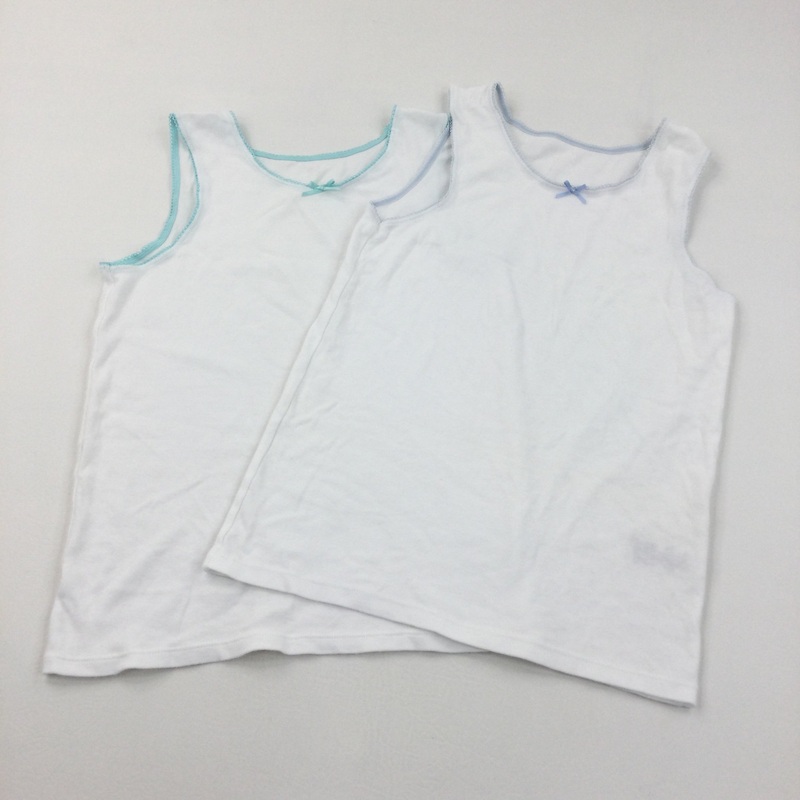 2 Pack White Vests - Girls 11-12 Years