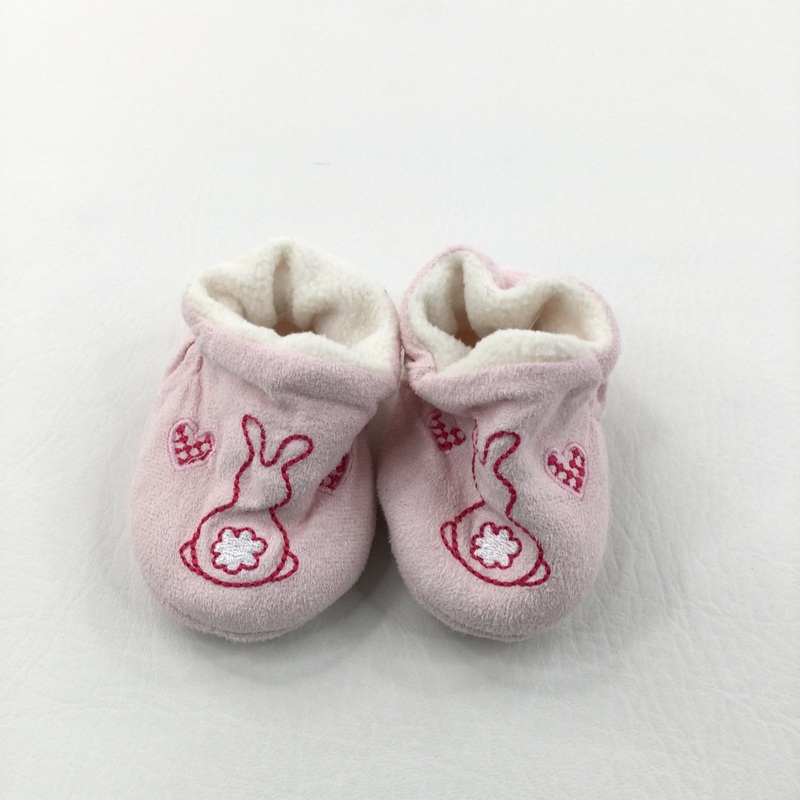 Bunny Pink Booties - Girls 3-6 Months
