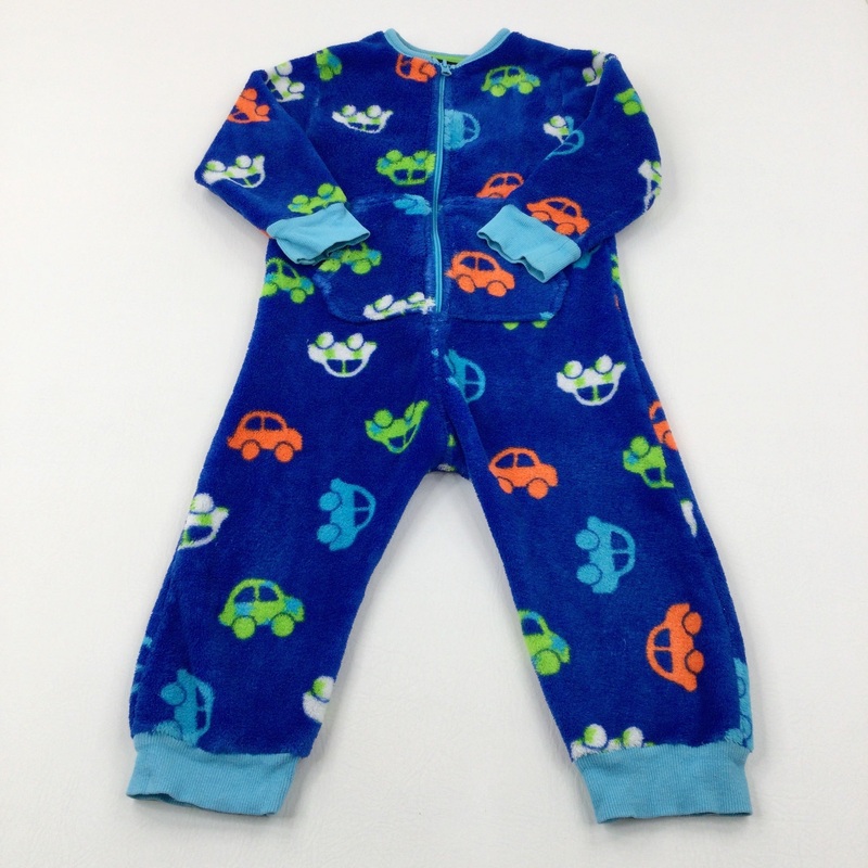 Cars Blue Fleece Onesie - Boys 2-3 Years