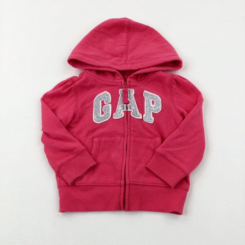 'GAP' Glittery Pink Zip Through Hoodie - Girls 18-24 Months