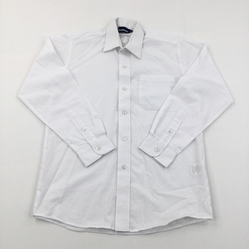 Long Sleeve White School Shirt - Boys 10-11 Years, approx (13'' Collar)