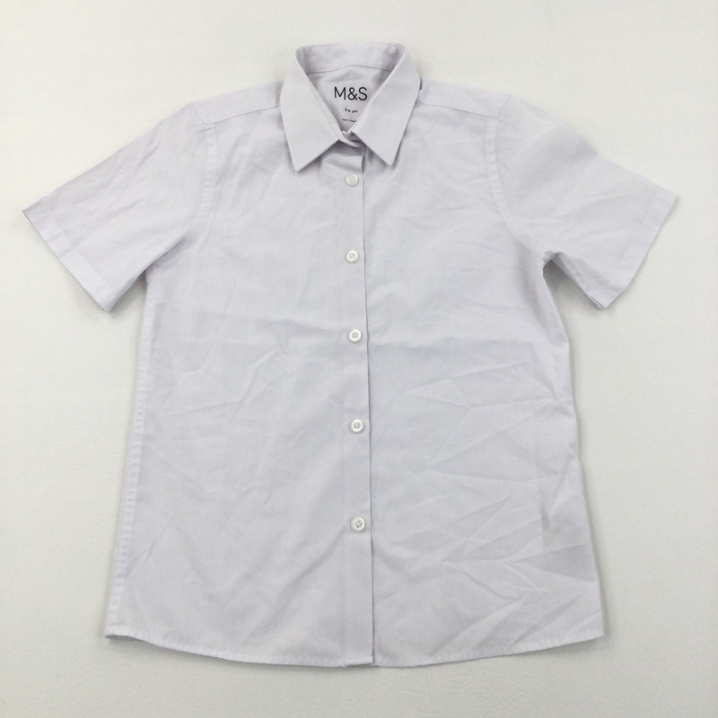 Short Sleeve White School Shirt - Boys 8-9 Years