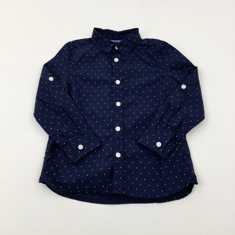 Spotty Navy Long Sleeve Shirt - Boys 3-4 Years