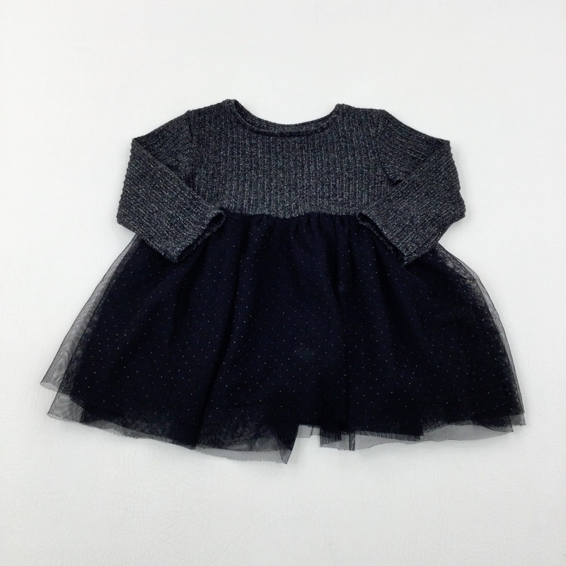 Textured Charcoal Grey Dress - Girls 18-24 Months