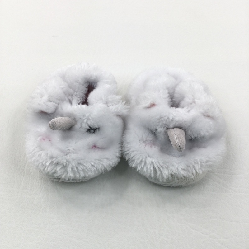 White Unicorn Slippers - Girls 0-3 Months
