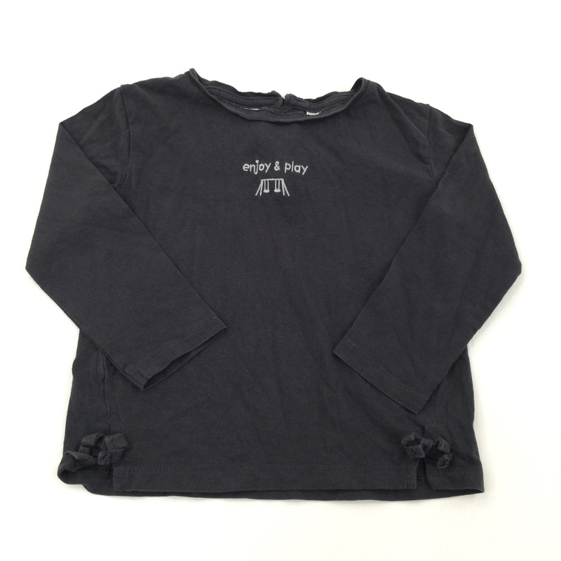 'Enjoy & Play' Off Black Long Sleeve Top - Girls 2-3 Years