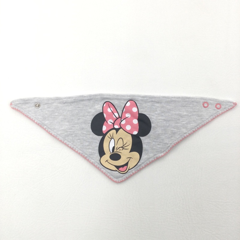 Minnie Mouse Grey Bib - Girls 0-6 Months