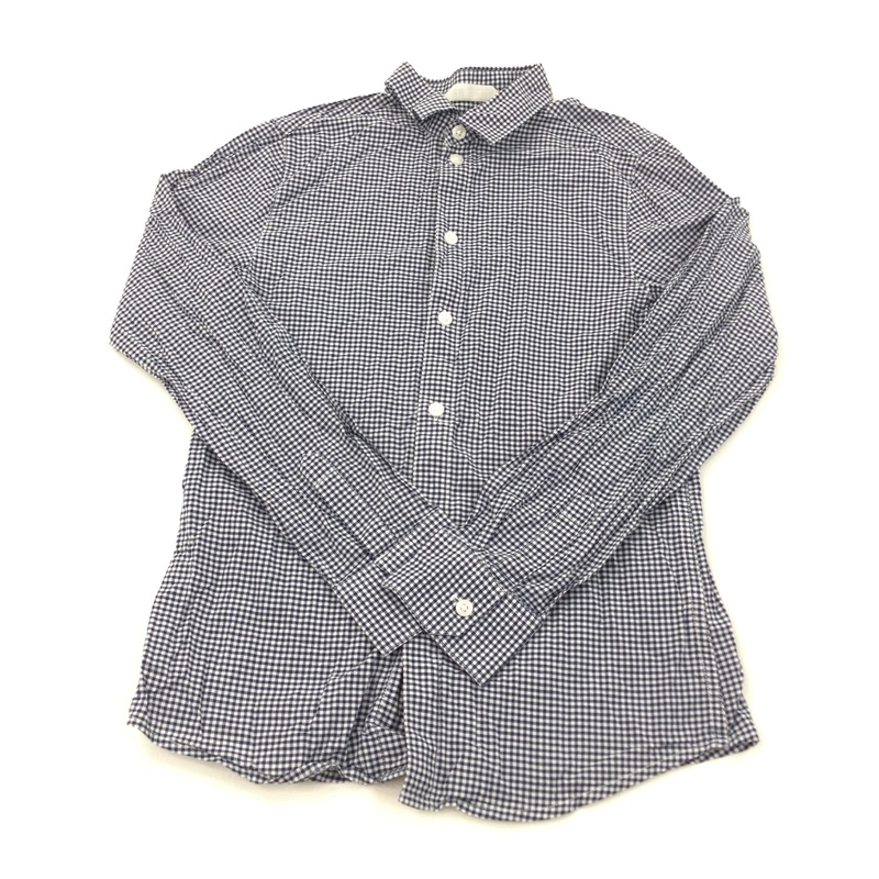 Navy & White Check Long Sleeve Shirt  - Boys 11-12 Years