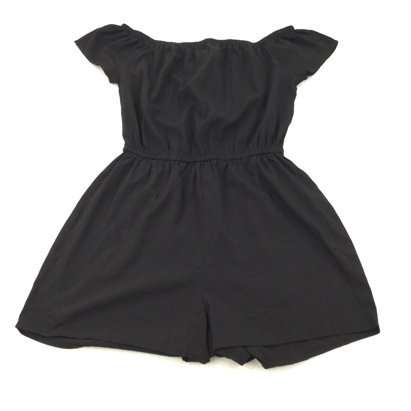 Off The Shoulder Black Playsuit - Girls 13 Years