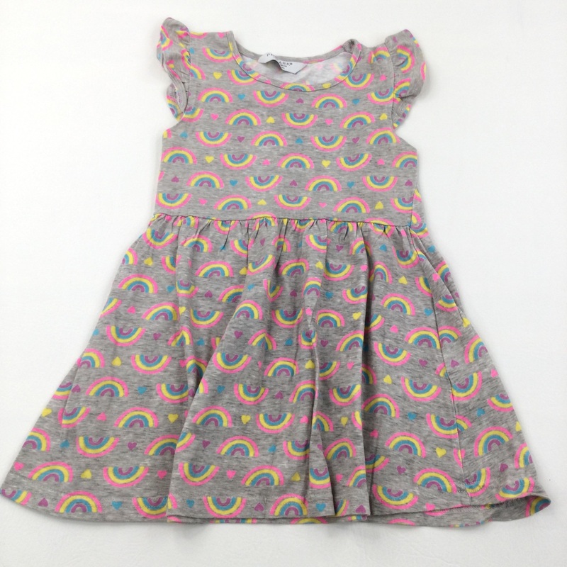 Rainbows Grey Dress - Girls 4-5 Years
