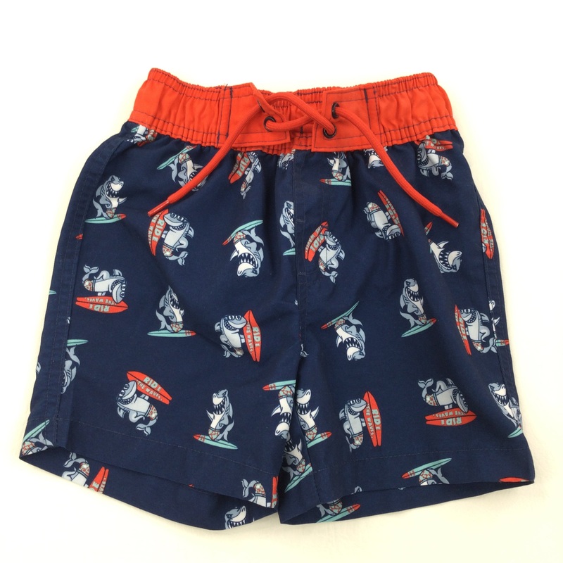 Sharks Blue Swimming Shorts - Boys 2-3 Years