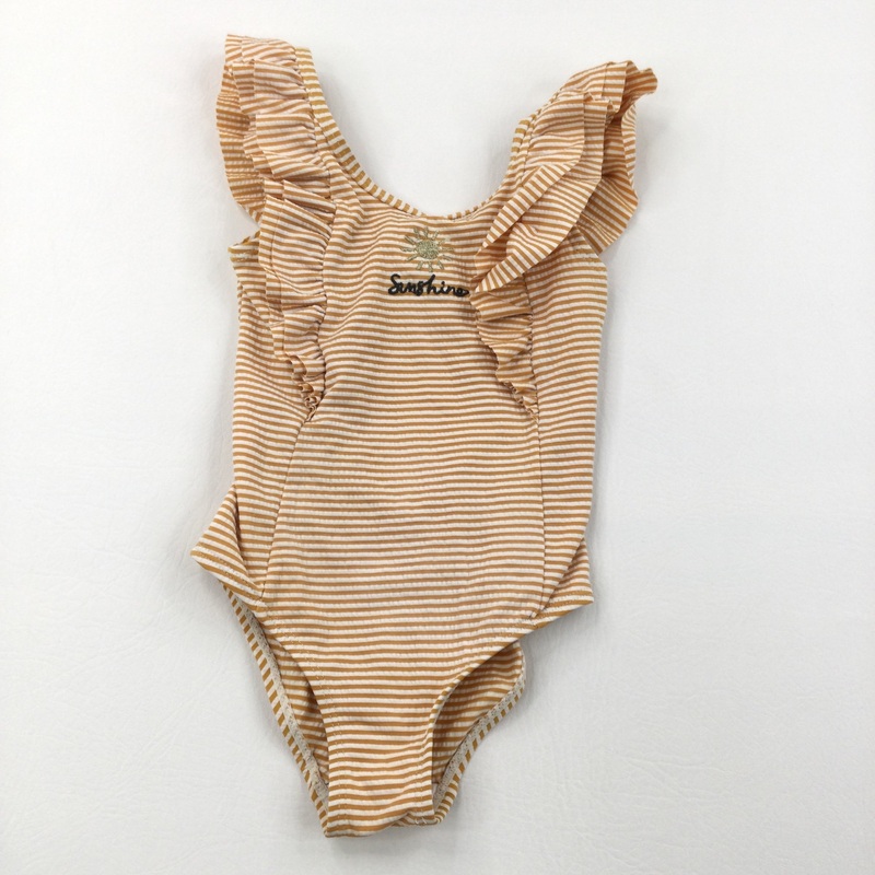 'Sunshine' Mustard & White Swimming Costume - Girls 4-5 Years