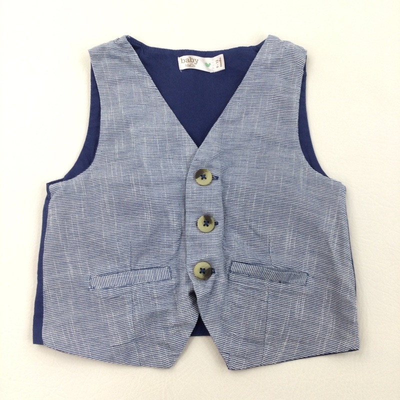 Blue Stripe Waistcoat - Boys 9-12 Months