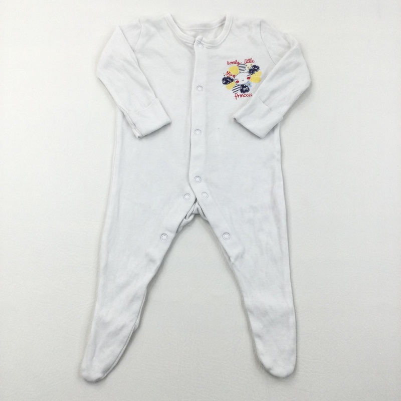 'Lovely Little Princess' White Babygrow - Girls 0-3 Months