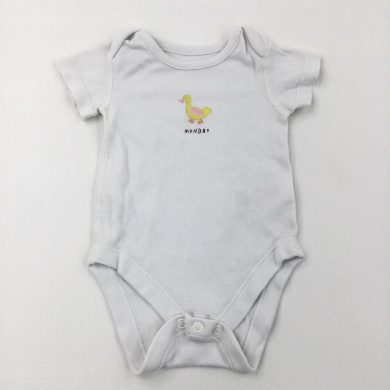 'Monday' Duck White Short Sleeve Bodysuit - Girls 0-3 Months