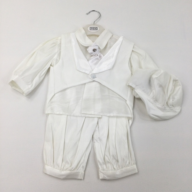 **NEW** White Christening Suit, Including Hat, Shirt, Tie, Waistcoat & Trousers - Boys 9-12 Months