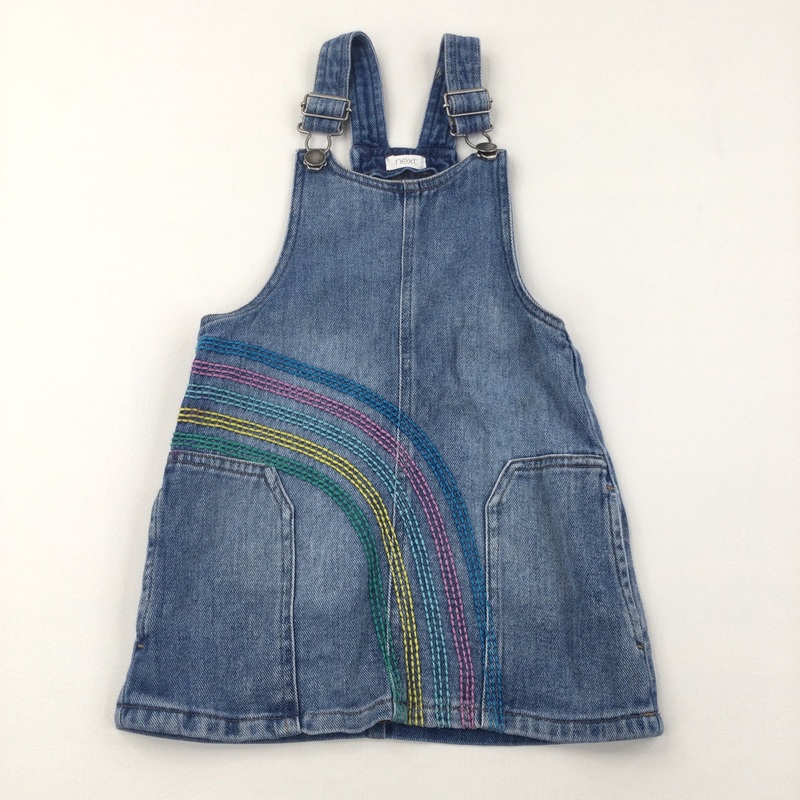 Rainbow Denim Dungaree Dress - Girls 3-4 Years