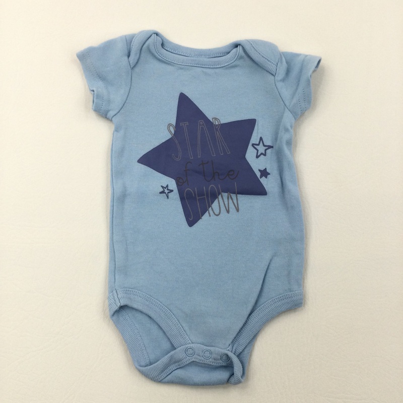 'Star Of The Show' Blue Short Sleeve Bodysuit - Boys 0-3 Months