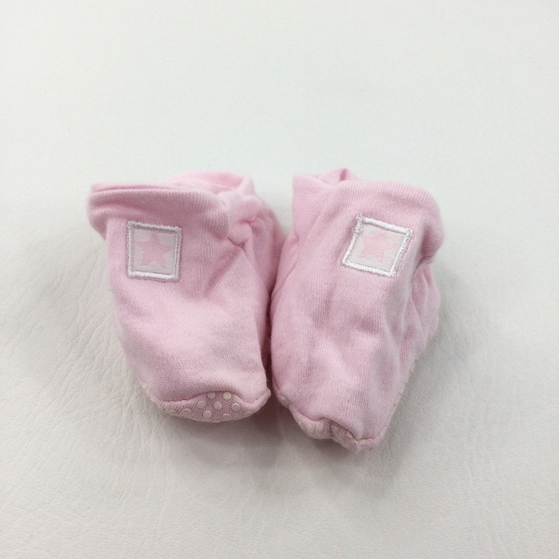 Star Pink Booties - Girls 0-3 Months