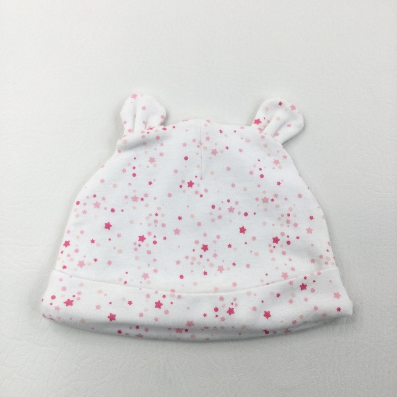 Stars Pink & White Hat - Girls 6-9 Months