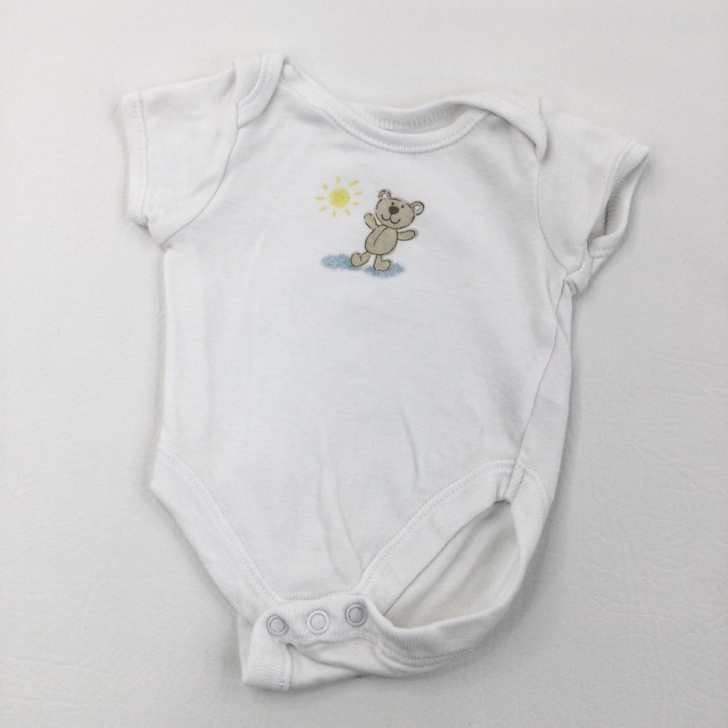 Teddy White Short Sleeev Bodysuit - Boys/Girls Early