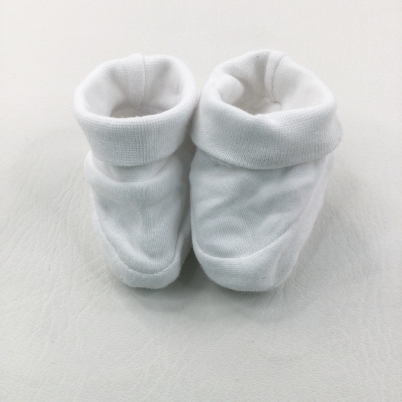 White Cotton Booties - Boys/Girls 0-3 Months