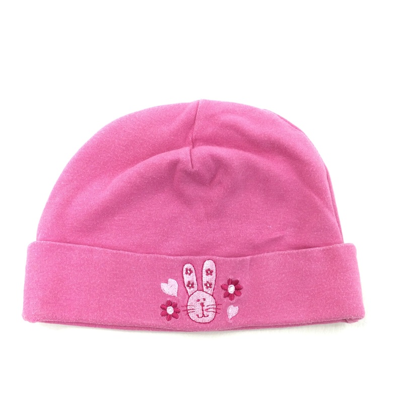 Bunny Embroidered Pink Hat - Girls 1-3 Years