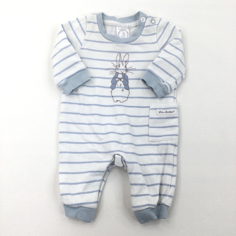 Peter Rabbit Blue & White Stripe Romper - Boys Newborn