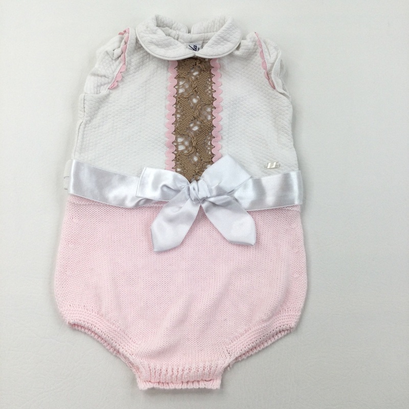 Pink & White Smart Romper - Girls 12 Months