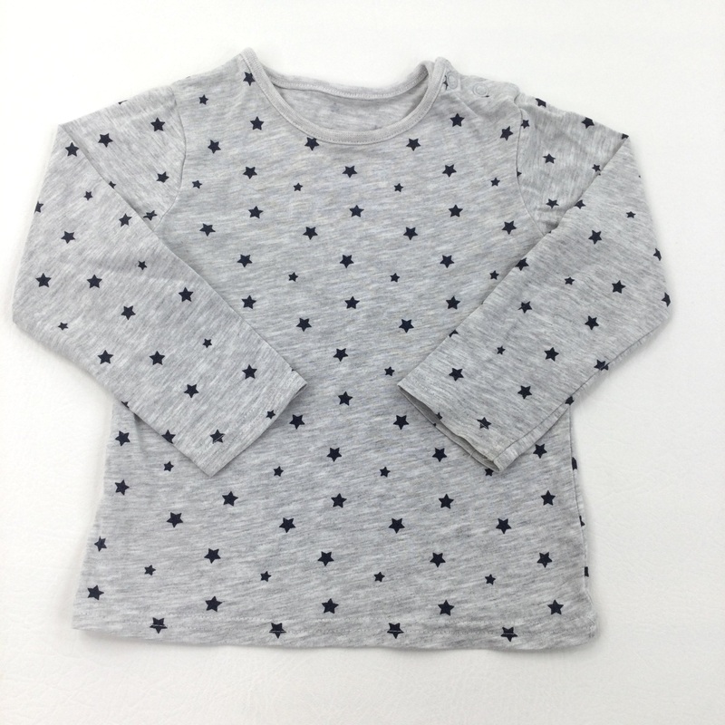 Stars Navy & Grey Long Sleeve Top - Girls 12-18 Months