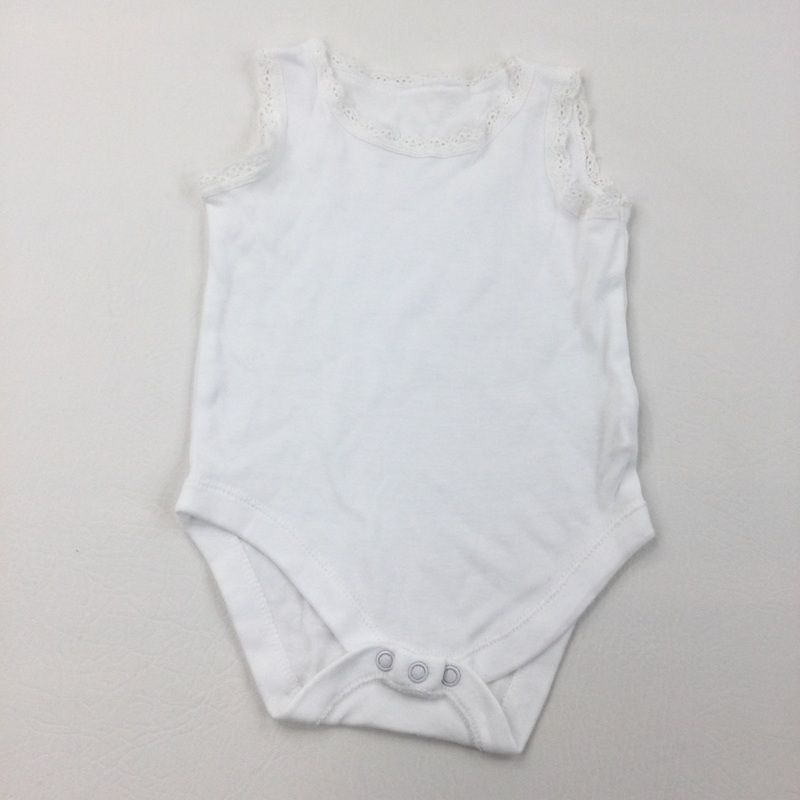 White Sleeveless Bodysuit - Girls 6-9 Months