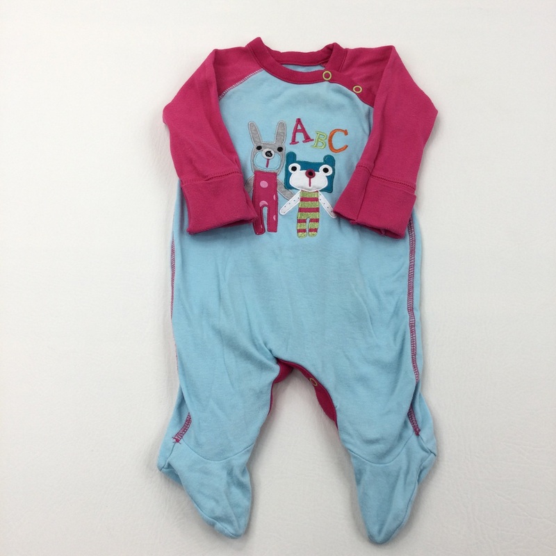 'ABC' Blue & Pink Babygrow - Girls Newborn