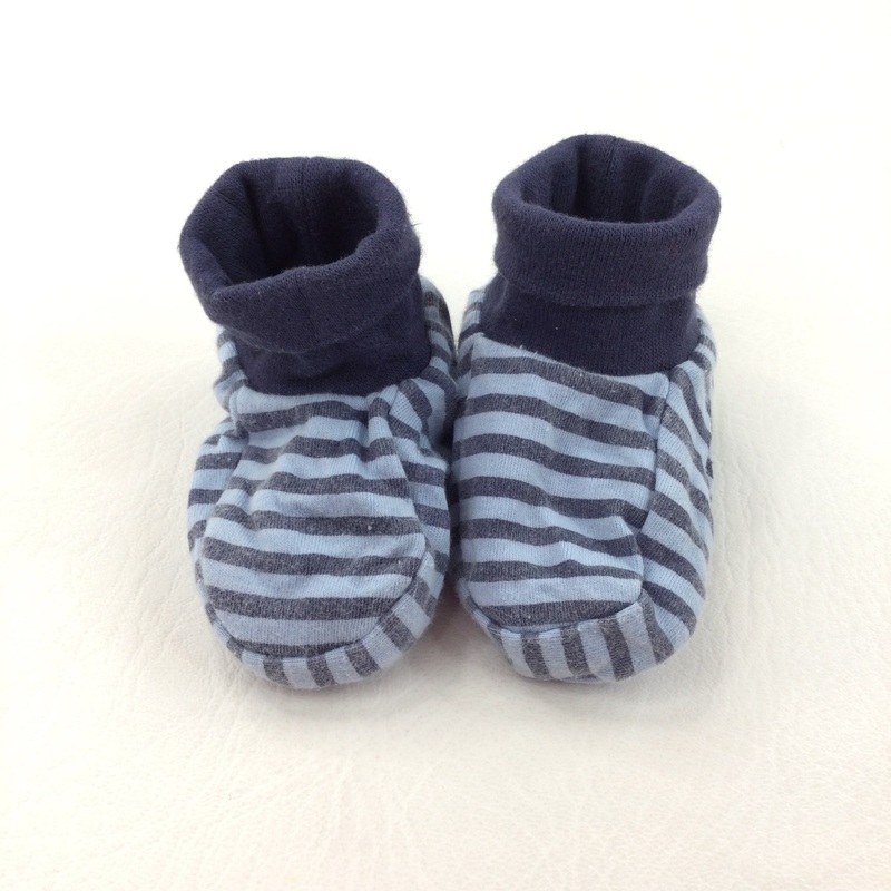Blue Stripe Booties - Boys Newborn