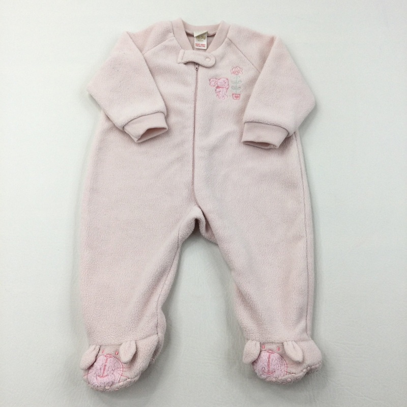 Bunny Pink Fleece Pramsuit - Girls 0-3 Months