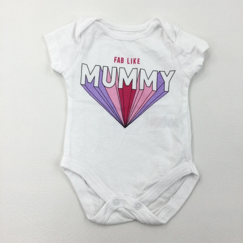 'Fab Like Mummy' White Short Sleeve Bodysuit - Girls Newborn