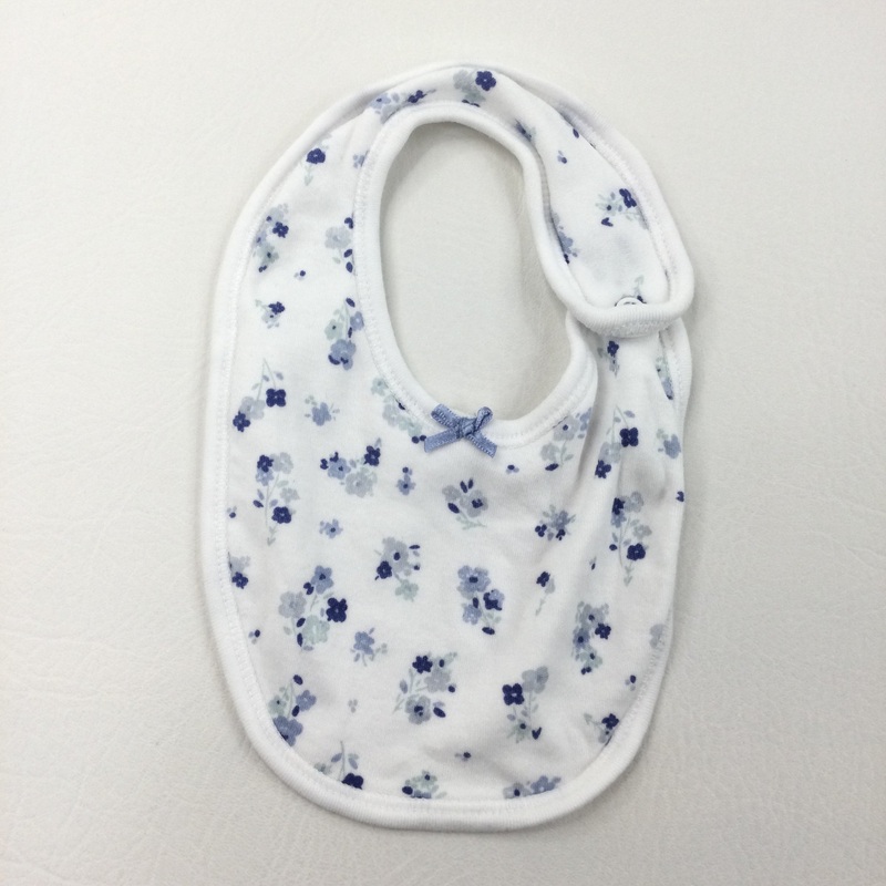 Flowery Blue & White Bib - Girls Newborn