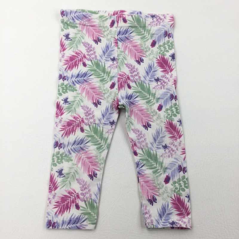 Leaves Green, Purple & Pink Leggings - Girls 9-12 Months